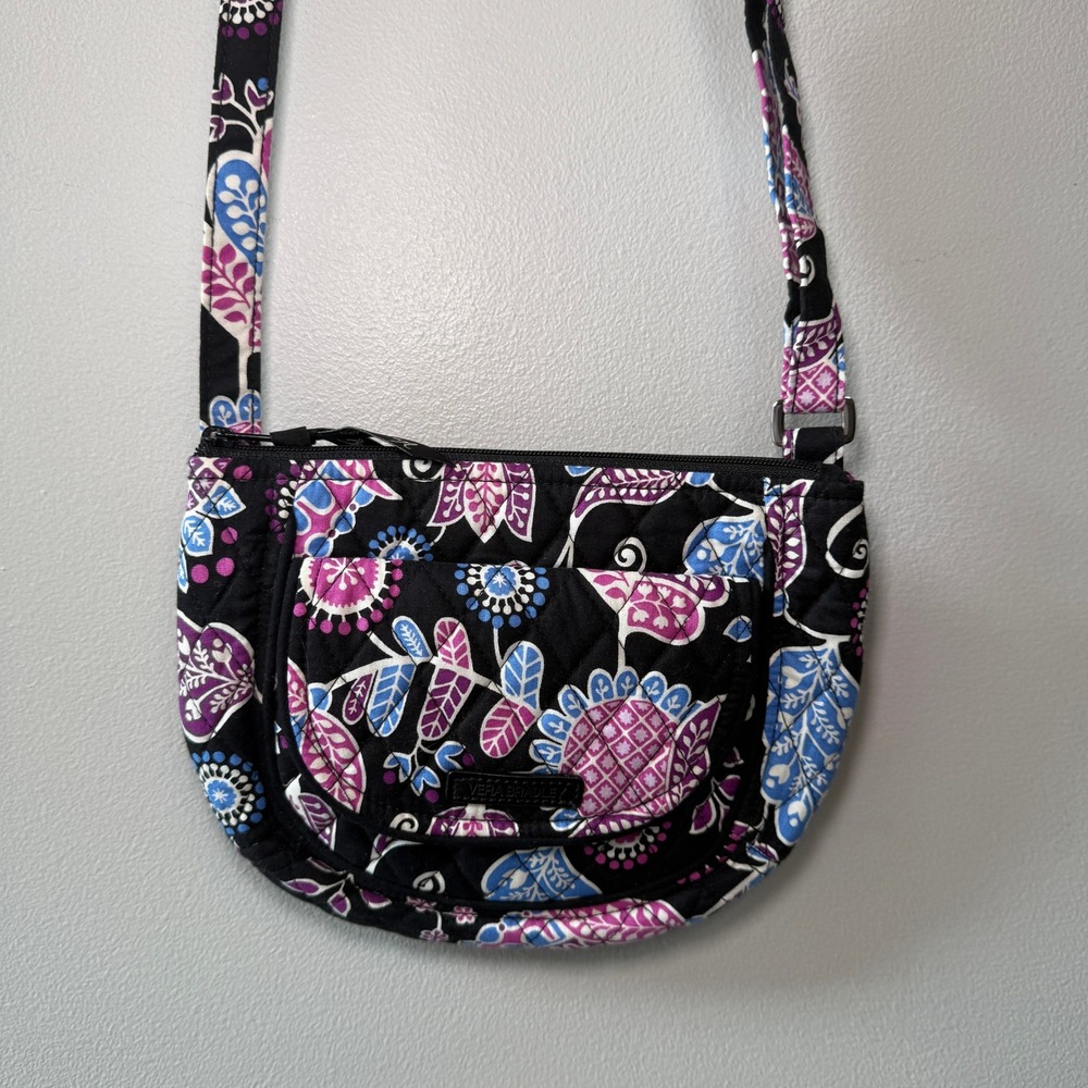 Vera Bradley Alpine Floral Print Lizzy Quilted Crossbody Bag Purse ID Window